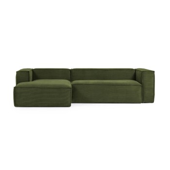 Blok 3 seater sofa with left chaise longue in thick corduroy