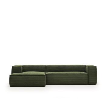 Blok 3 seater sofa with left chaise longue in thick corduroy