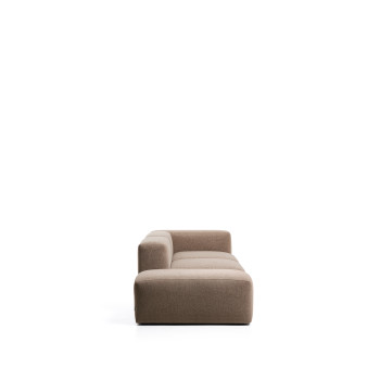 Blok 3-seater sofa with right armrest and chenille end pouf