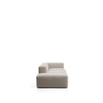 Blok 3-seater sofa with right armrest and chenille end pouf