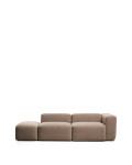 Blok 3-seater sofa with right armrest and chenille end pouf