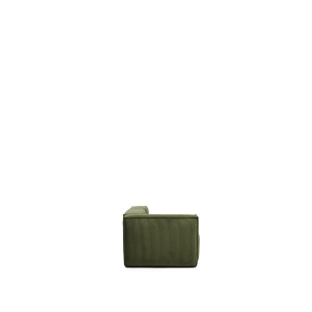 Blok 3-seater sofa with left armrest and end pouf in thick green corduroy, 270 cm FSC Mix Credit