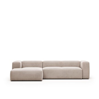Blok 3-seater sofa with left chaise longue, beige, 300 cm