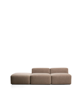 Blok 3-seater sofa with chenille end pouf