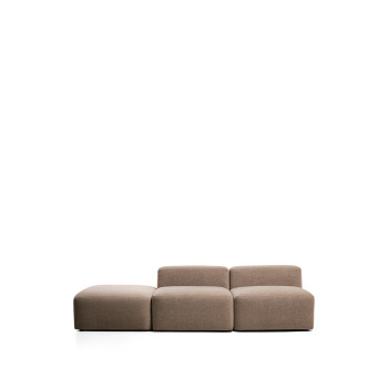 Blok 3-seater sofa with chenille end pouf