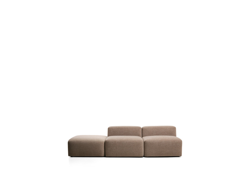 Blok 3-seater sofa with chenille end pouf