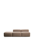 Blok 3-seater sofa with chenille pouf