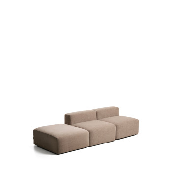Blok 3-seater sofa with chenille end pouf