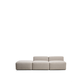 Blok 3-seater sofa with chenille pouf