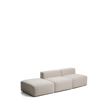 Blok 3-seater sofa with chenille end pouf