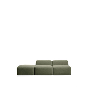 Blok 3-seater sofa with chenille end pouf
