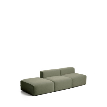 Blok 3-seater sofa with chenille pouf