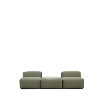 Blok 3-seater sofa with chenille end pouf