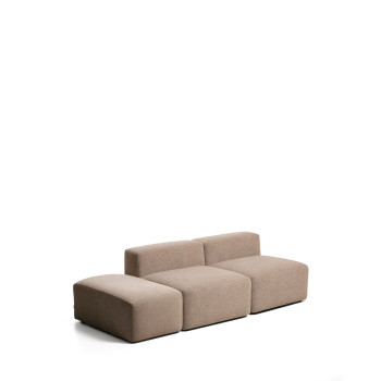Blok 3-seater sofa with chenille end pouf