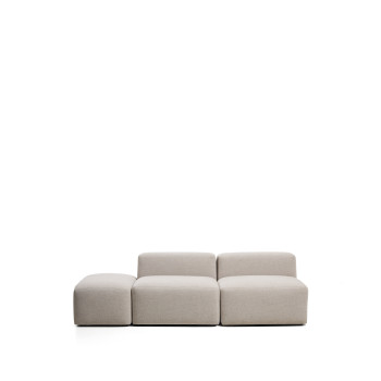 Blok 3-seater sofa with chenille end pouf