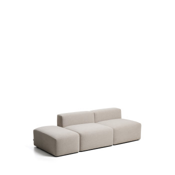 Blok 3-seater sofa with chenille end pouf