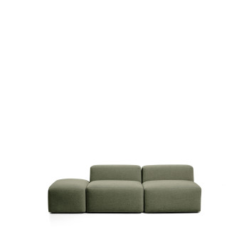 Blok 3-seater sofa with chenille end pouf