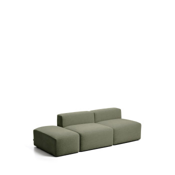 Blok 3-seater sofa with chenille end pouf