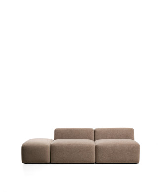 Blok 3-seater sofa with chenille end pouf