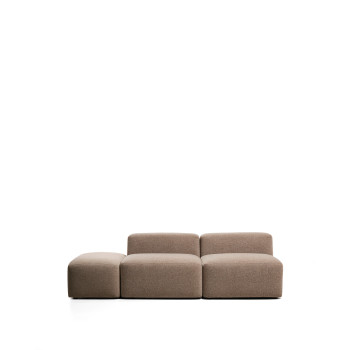 Blok 3-seater sofa with chenille end pouf