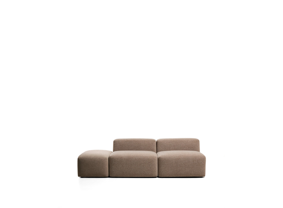 Blok 3-seater sofa with chenille end pouf