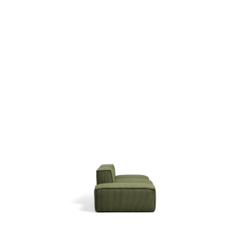 Blok 3-seater sofa with end pouf in thick green corduroy, 240 cm FSC Mix Credit