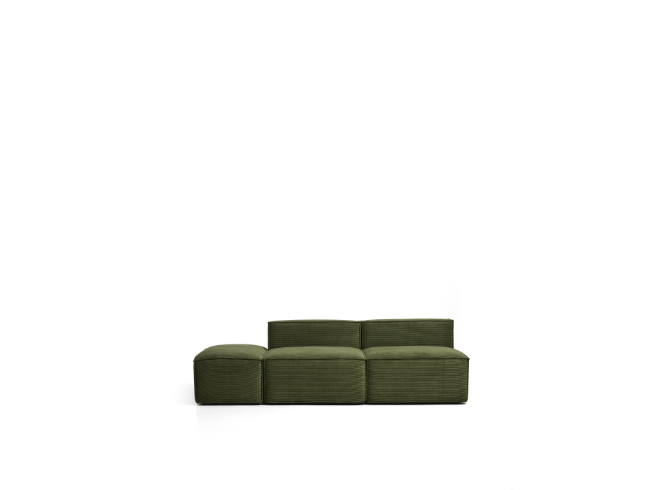 Blok 3-seater sofa with end pouf in thick green corduroy, 240 cm FSC Mix Credit