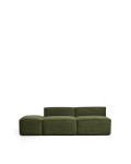 Blok 3-seater sofa with end pouf in thick green corduroy, 240 cm FSC Mix Credit