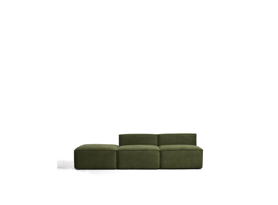 Blok 3-seater sofa with end pouf in thick green corduroy, 270 cm FSC Mix Credit