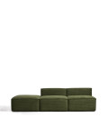 Blok 3-seater sofa with end pouf in thick green corduroy, 270 cm FSC Mix Credit
