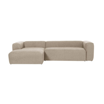 Blok 3-seater sofa in beige chenille with left chaise longue 300 cm FSC Mix Credit