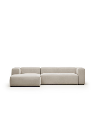Blok 3-seater sofa in beige chenille with left chaise longue 300 cm FSC Mix Credit