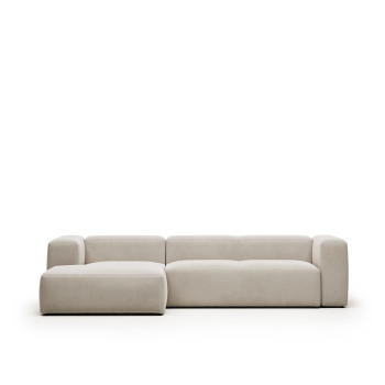 Blok 3-seater sofa in beige chenille with left chaise longue 300 cm FSC Mix Credit