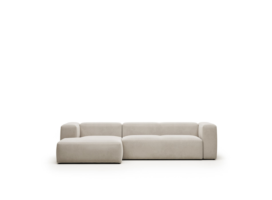 Blok 3-seater sofa in beige chenille with left chaise longue 300 cm FSC Mix Credit