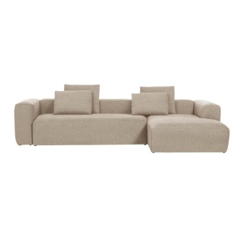 Blok 4-seater sofa chaise longue right beige 330 cm