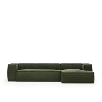 Blok 4-seater sofa with right chaise longue in thick corduroy