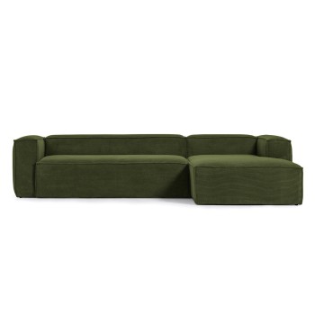 Blok 4-seater sofa with right chaise longue in thick corduroy