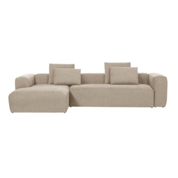 Blok 4-seater sofa chaise longue left beige 330 cm