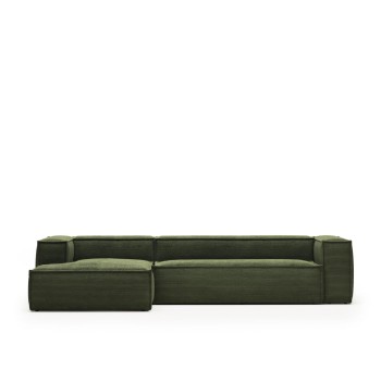 Blok 4 seater sofa with left chaise longue in thick corduroy