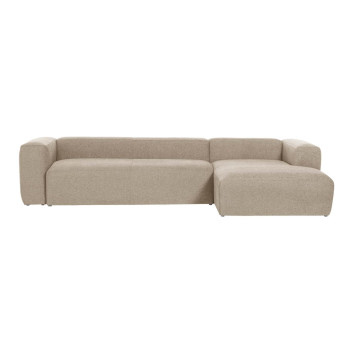 Blok 4-seater sofa in beige chenille with right chaise longue 330 cm FSC Mix Credit