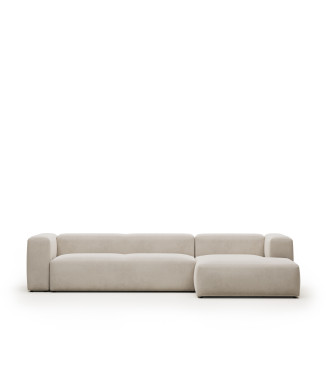 Blok 4-seater sofa in beige chenille with right chaise longue 330 cm FSC Mix Credit