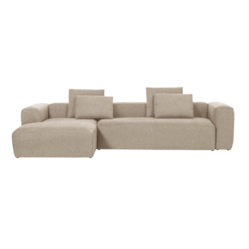 Blok 4-seater sofa in beige chenille with left chaise longue 330 cm FSC Mix Credit