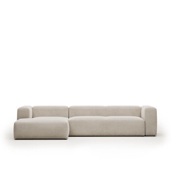 Blok 4-seater sofa in beige chenille with left chaise longue 330 cm FSC Mix Credit