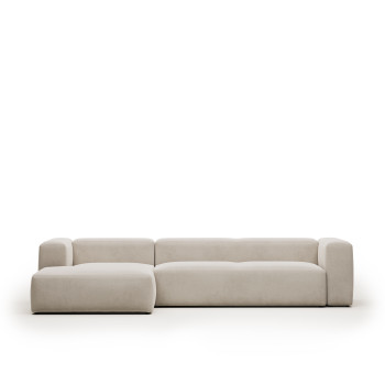 Blok 4-seater sofa in beige chenille with left chaise longue 330 cm FSC Mix Credit
