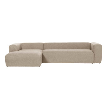 Blok 4-seater sofa in beige chenille with left chaise longue 330 cm FSC Mix Credit