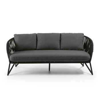 Branzie 3-seater sofa in black rope 180cm