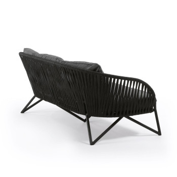 Branzie 3-seater sofa in black rope 180cm