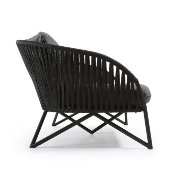 Branzie 3-seater sofa in black rope 180cm