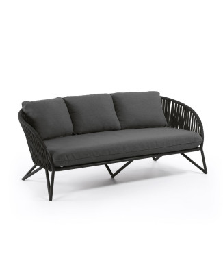 Branzie 3-seater sofa in black rope 180cm