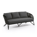 Branzie 3-seater sofa in black rope 180cm
